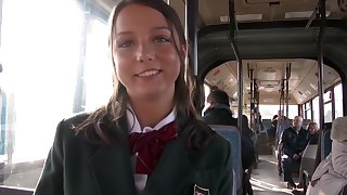 Young girl has anal sex on dramatize expunge public bus
